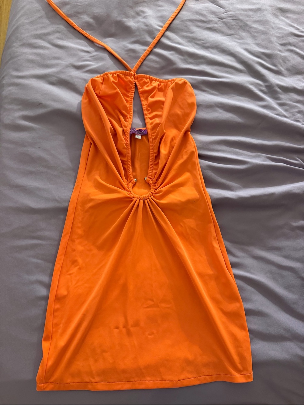 Orange Halter One-Piece Dress